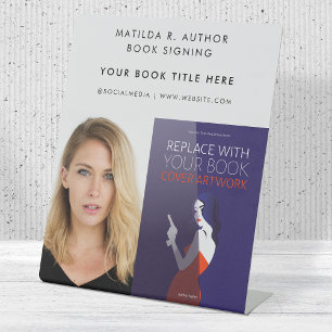 Boektekening   Promotie auteur Book Hoesje Reclamebord Met Voetstuk