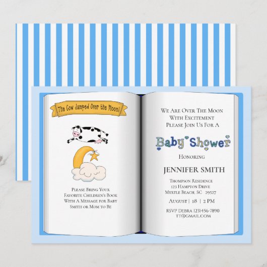 Boekthema Baby shower Uitnodiging (Boy) (Voorkant / Achterkant)