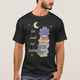 Boekvolle kattenlezing onder Moon Art T-shirt