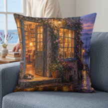 Boekwinkel Cozy Harbor bij schemering