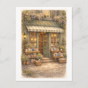 Boekwinkel in vintage stijl briefkaart