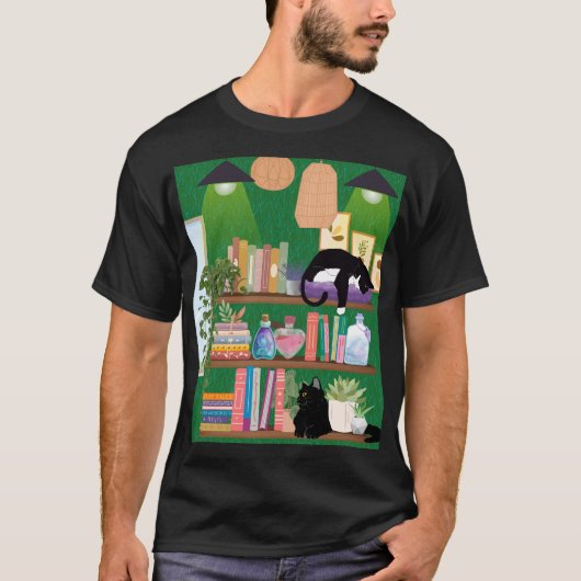 Boekwinkel katten t-shirt (Voorkant)