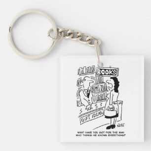 Boekwinkel Klant vraagt boekverkoper Sleutelhanger