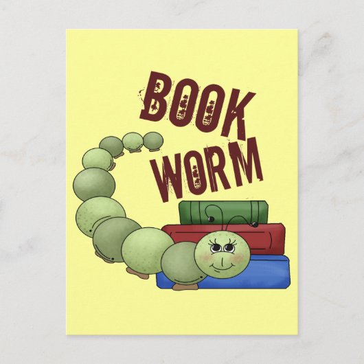 boekworm briefkaart (Voorkant)