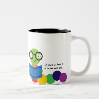 Boekworm en thee tweekleurige koffiemok