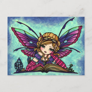 Boekworm Fairy Fantasy Art Briefkaart van Hannah L