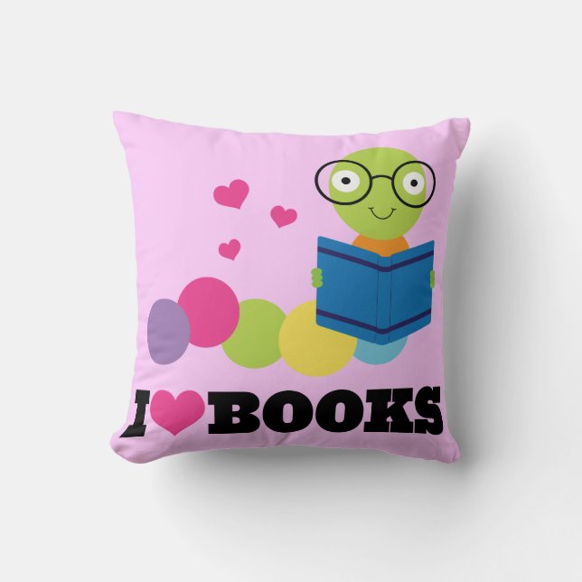 Boekworm I Heart Books Sierkussen (Voorkant)