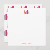 Boekworm in koraal & roze - Bedankt voor je briefk Notitiekaartje (Voorkant / Achterkant)