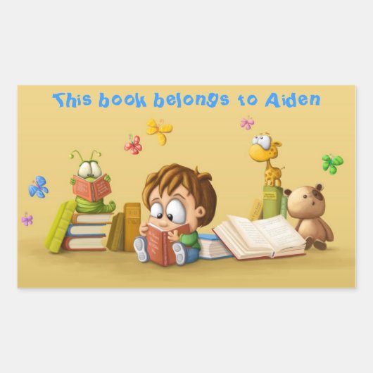 Boekworm Rechthoekige Sticker (Voorkant)