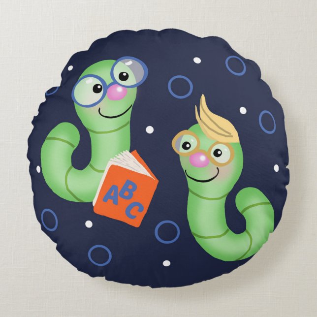 Boekworm Rond Kussen (Voorkant)