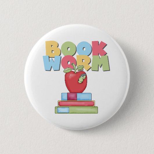 Boekworm Ronde Button 5,7 Cm (Voorkant)