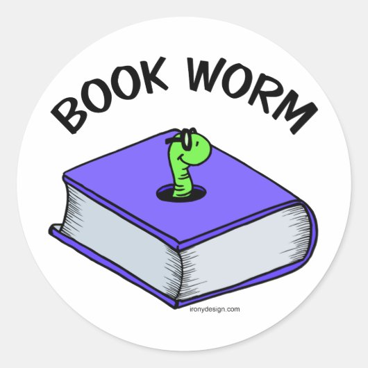 Boekworm Ronde Sticker (Voorkant)