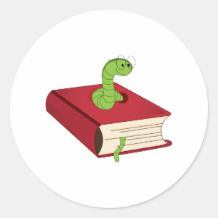 boekworm ronde sticker