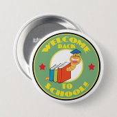 Boekworm - Terug naar school Ronde Button 7,6 Cm (Voorkant /achterkant)