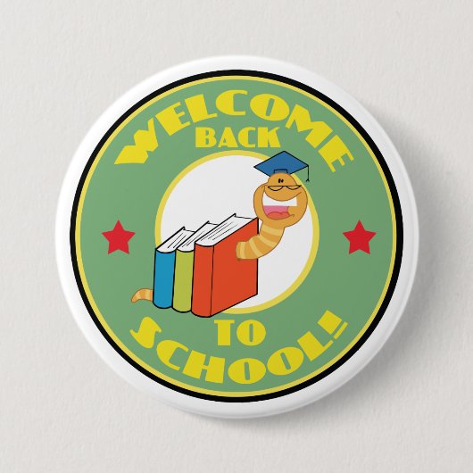 Boekworm - Terug naar school Ronde Button 7,6 Cm (Voorkant)