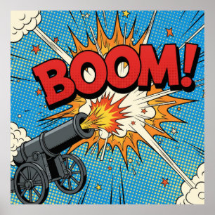 BOEM! Comic Cannon Pop Art Explosion Poster