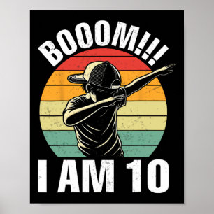 Boem Ik ben 10 Dabbing Boy Retro 10e meisje jongen Poster