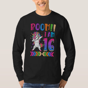 Boem Ik ben 16 Kleurrijke Eenhoorn 16e Verjaardag T-shirt