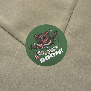 Boem! Royal Flush Bomb Tasmanian Devil Poker Hand Ronde Sticker