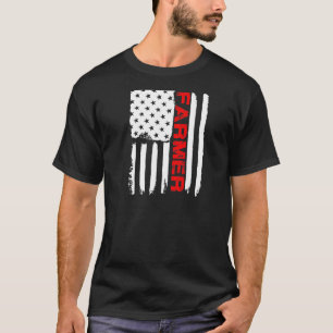 Boer 4 juli Amerikaanse vlag boerderij koe tractor T-shirt