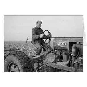 Boer bestuurt tractor, 1937