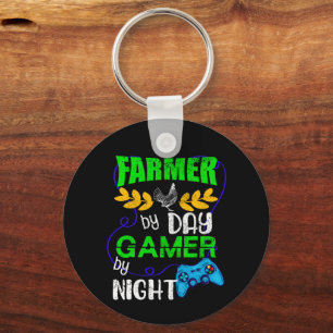 Boer bij dag Gamer bij nacht, Gaming Farmer Sleutelhanger