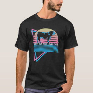 Boer Farming Retro gewoon een jongen die van Koeie T-shirt