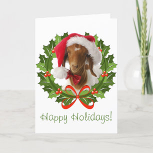 Boer Goat Prettige feestdagen Wreath Kaart