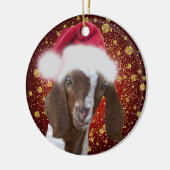 Boer Goat Santa Hat-kerstversiering Keramisch Ornament (Links)