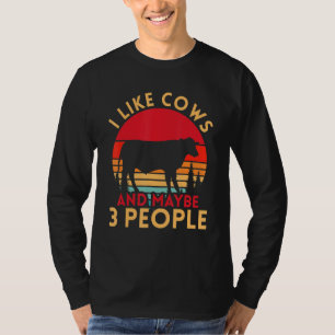 Boer Ik hou van Koeien en misschien 3 mensen Koe T-shirt