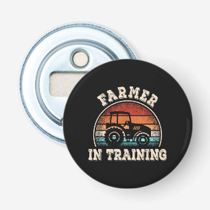 Boer in opleiding tractor grappige boerderij jonge button flesopener