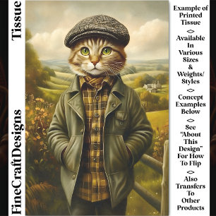 Boer Kat Portret in Landschap CM1 Découpage Tissuepapier