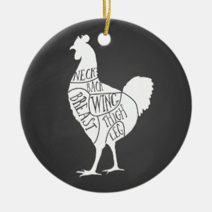 boer kippenvlees snijdt kleine stukjes keramisch ornament