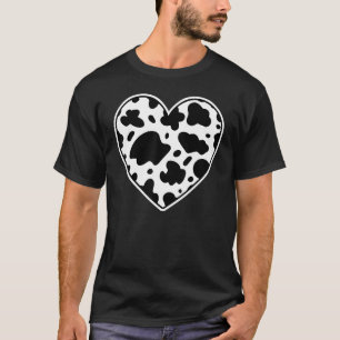 Boer koeienhuid hart zwart en witte koe t-shirt