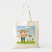 Boer Meisje met Giant Carrot Tuinieren Tote Bag (Voorkant)