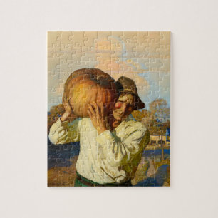 Boer met pompoen van Newell Convers Wyeth Legpuzzel