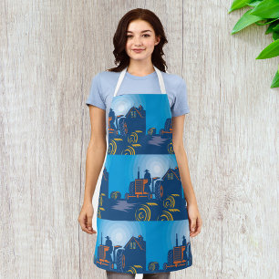 Boer op een trekker schort