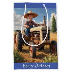 Boer op tractor medium cadeauzakje