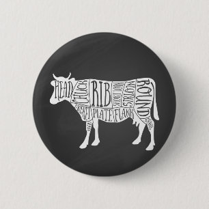 boer rundvleesvleeskartonnen snijdt kleine boer ronde button 5,7 cm