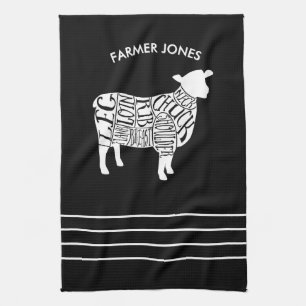 Boer schapenvlees Snijdt Keuken Handdoek Slager Ch