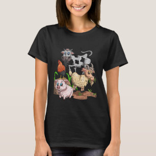 Boer Schattige Kinderen Varken Geit Kip Koe Troep  T-shirt