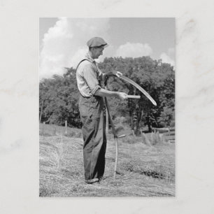 Boer Sharpening a Scythe, jaren 30 Briefkaart
