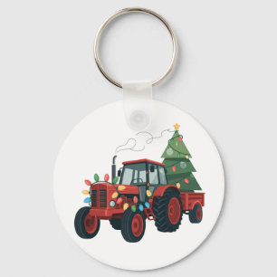 Boer Tractor Kerst Verlichting Tractor Kerstmis Sleutelhanger
