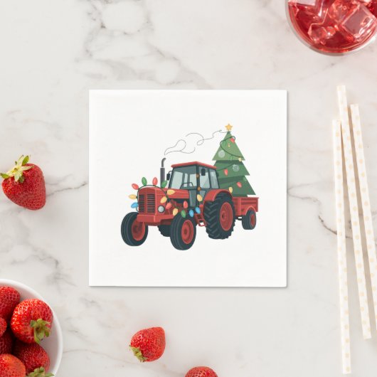 Boer Tractor Xmas Verlichting Tractor Kerstmis Servet (Insitu)