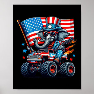 Boer van olifanten Amerikaanse vlag Patriottisch 4 Poster