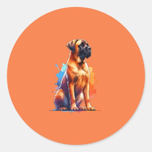 Boerboel Dog Ronde Sticker (Voorkant)