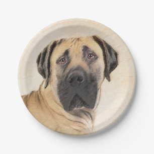 Boerboel schilderen - Kute Original Dog Art Papieren Bordje