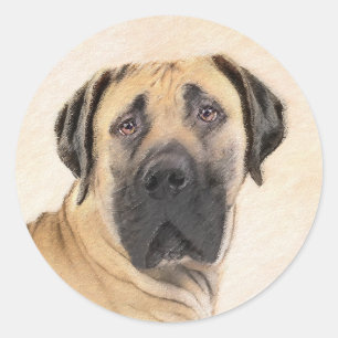 Boerboel schilderen - Kute Original Dog Art Ronde Sticker