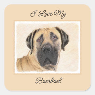 Boerboel schilderen - Kute Original Dog Art Vierkante Sticker