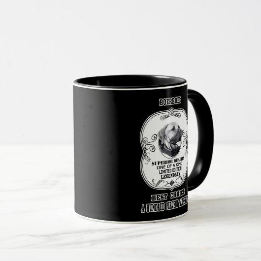 Boerboel: zwarte en witte hondeneerbetoon mok (Voorkant rechts)